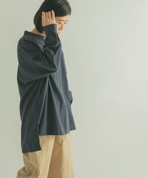 FORK&SPOON（フォークアンドスプーン）の「FORK&SPOON　ビエラヘンリーネックブラウス（シャツ/ブラウス・レディース・グレー/ネイビー・1）」の19枚目の写真