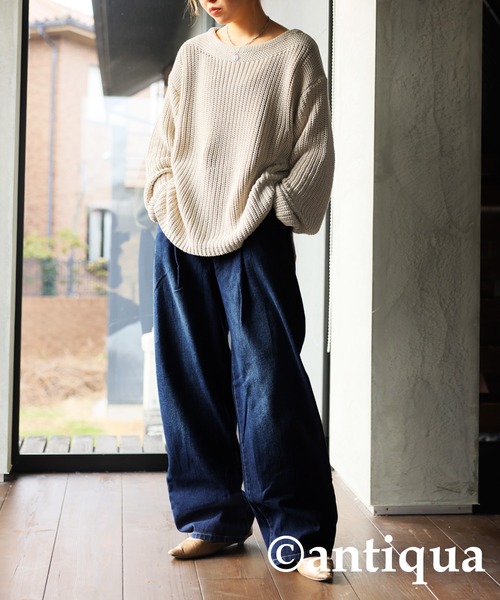 セール】タックデニムパンツ（デニムパンツ）｜antiqua（アンティカ