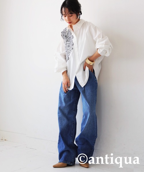 antiqua（アンティカ）の「タックデニムパンツ（デニムパンツ・レディース・ブルー/コバルトブルー・M/L）」の10枚目の写真