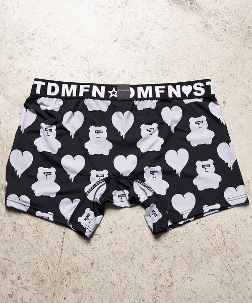 STUD MUFFIN（スタッドマフィン）の「mko10908-ベアハート柄 ストレッチナイロンアンダーウエアー（ボクサーパンツ・メンズ・ブラック/ホワイト・M/L/XL）」の3枚目の写真