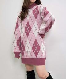 INGNI（イング）の「アーガイル柄モックネックニットワンピース（ワンピース）」