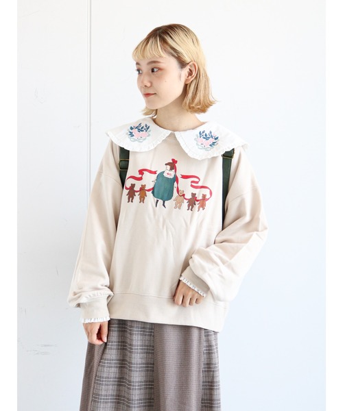 ehka sopo（エヘカソポ）の「【くらはしれい】プリント裏毛トレーナー（スウェット・レディース・ベージュ/レッド/ブラウン・ﾌﾘ-）」の2枚目の写真