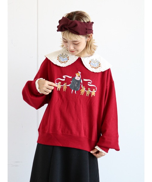 ehka sopo（エヘカソポ）の「【くらはしれい】プリント裏毛トレーナー（スウェット・レディース・ベージュ/レッド/ブラウン・ﾌﾘ-）」の3枚目の写真