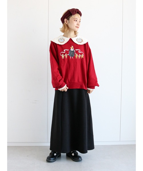 ehka sopo（エヘカソポ）の「【くらはしれい】プリント裏毛トレーナー（スウェット・レディース・ベージュ/レッド/ブラウン・ﾌﾘ-）」の11枚目の写真