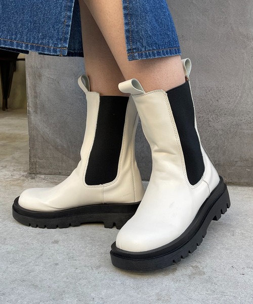 SETUP7(セットアップセブン)の「SWEET掲載商品 谷まりあさん着用【SETUP7】サイドゴアブーツ KNF(ブーツ・レディース・ブラック/ホワイト・37/38/39/40)」の12枚目の写真