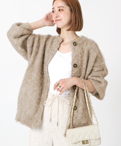 B.C STOCK（ベーセーストック）の「≪追加≫シャギーカーディガン（カーディガン/ボレロ・レディース・イエロー/ベージュ/チャコールグレー/ブルー・FREE）」の3枚目の写真