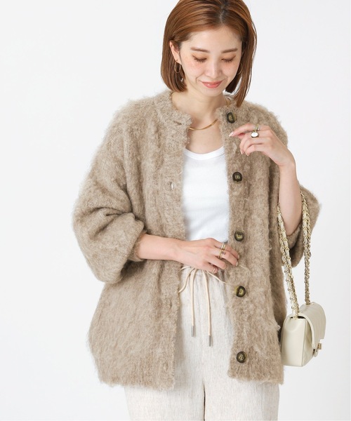 B.C STOCK（ベーセーストック）の「≪追加≫シャギーカーディガン（カーディガン/ボレロ・レディース・イエロー/ベージュ/チャコールグレー/ブルー・FREE）」の6枚目の写真