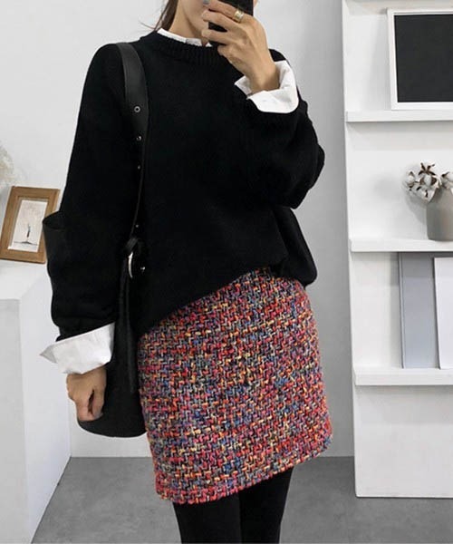 AMELY(エミリー)の「ツイードミニスカート(スカート・レディース・レッド/ブラック・M/L)」の8枚目の写真