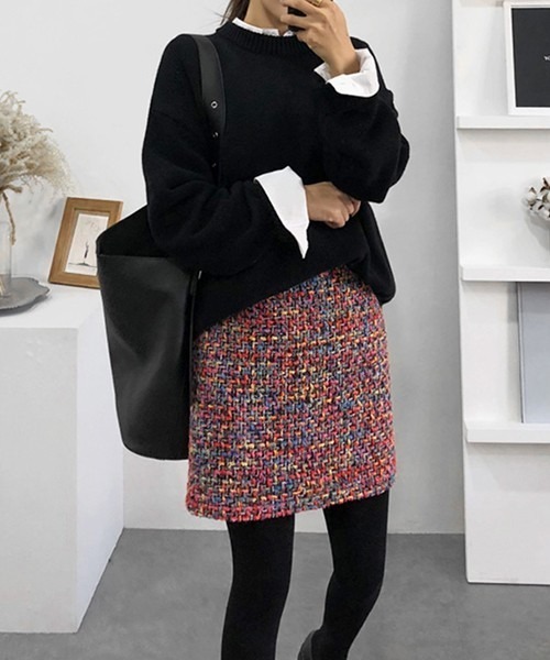 AMELY(エミリー)の「ツイードミニスカート(スカート・レディース・レッド/ブラック・M/L)」の9枚目の写真