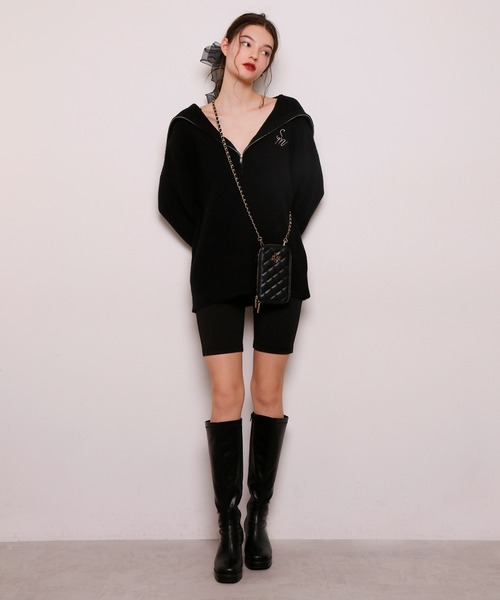 Seemi. byNICECLAUP( シーミーバイナイスクラップ)の「【Seemi】Seemi ハーフジップイニシャル刺繍ニット(ニット/セーター・レディース・オフホワイト/杢グレー/ブラック・FREE)」の9枚目の写真