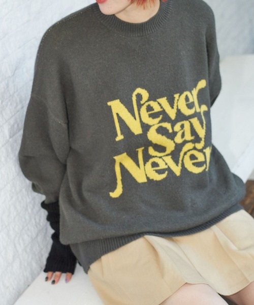 PBLIM（ページボーイリム）の「PAGEBOYLIM/メッセージJQニット（ニット/セーター・レディース・クリーム/グリーン/パープル/グレー・FREE）」の7枚目の写真