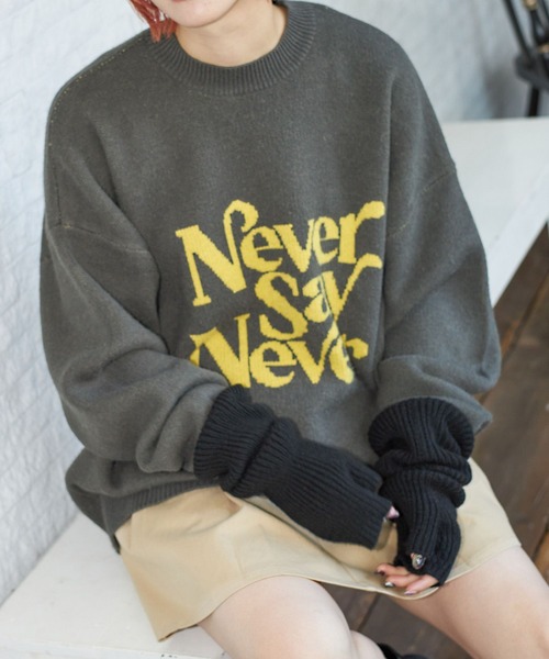 PBLIM（ページボーイリム）の「PAGEBOYLIM/メッセージJQニット（ニット/セーター・レディース・クリーム/グリーン/パープル/グレー・FREE）」の8枚目の写真