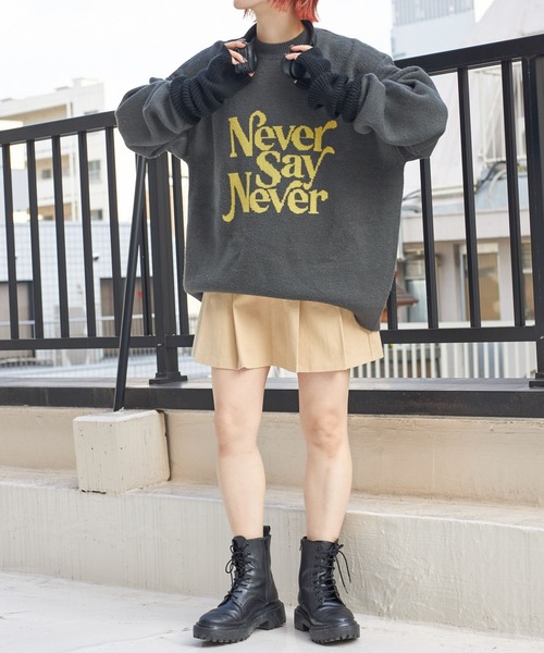 PBLIM（ページボーイリム）の「PAGEBOYLIM/メッセージJQニット（ニット/セーター・レディース・クリーム/グリーン/パープル/グレー・FREE）」の9枚目の写真