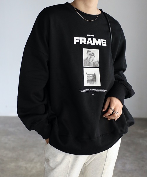 ap retro(アプレトロ)の「モノクロフォトロゴBIG裏毛プルオーバー(スウェット・レディース・ブラック/ホワイト/杢グレー・FREE)」の2枚目の写真