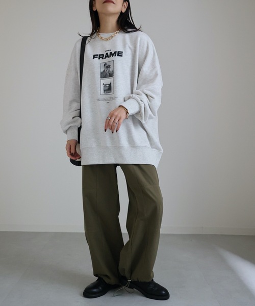 ap retro(アプレトロ)の「モノクロフォトロゴBIG裏毛プルオーバー(スウェット・レディース・ブラック/ホワイト/杢グレー・FREE)」の4枚目の写真