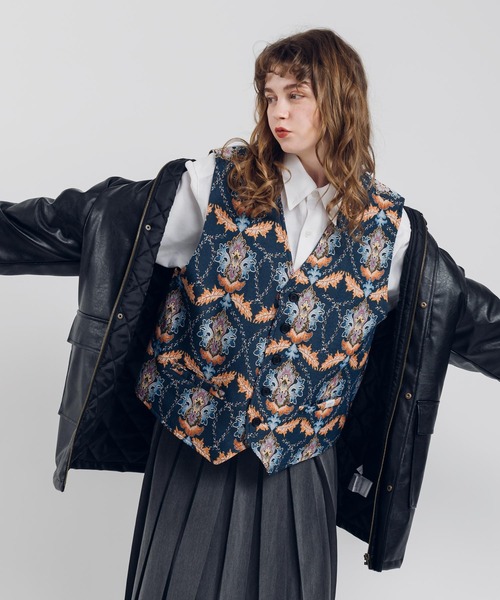 MUHET(ミュエータ)の「ジャガードクロスベスト(ベスト・レディース・ブルー系その他/ベージュ・X-LARGE/MEDIUM)」の10枚目の写真