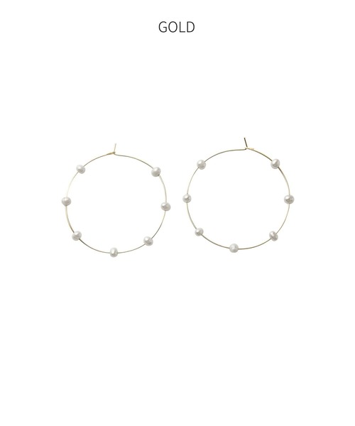 STYLE DELI（スタイルデリ）の「点在プチ淡水パールフープピアス（ピアス（両耳用）・レディース・ゴールド・FREE）」の10枚目の写真