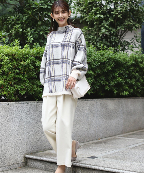 【セール】ジャガードチェックボトルネックニット（ニット/セーター）｜REAL CUBE（リアルキューブ）