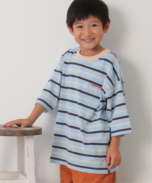 ikka(イッカ)の「6分袖ボーダーゆるTシャツ(120~160cm)(Tシャツ/カットソー・キッズ・チャコールグレー/スカイブルー・120/130/140/150/160)」の10枚目の写真