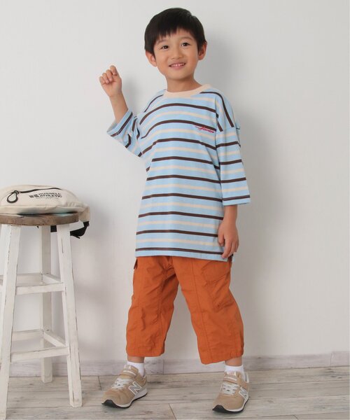 ikka(イッカ)の「6分袖ボーダーゆるTシャツ(120~160cm)(Tシャツ/カットソー・キッズ・チャコールグレー/スカイブルー・120/130/140/150/160)」の11枚目の写真