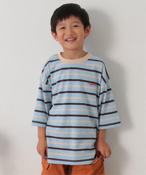 ikka(イッカ)の「6分袖ボーダーゆるTシャツ(120~160cm)(Tシャツ/カットソー・キッズ・チャコールグレー/スカイブルー・120/130/140/150/160)」の12枚目の写真