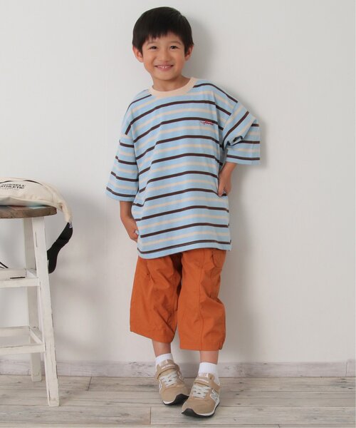 ikka(イッカ)の「6分袖ボーダーゆるTシャツ(120~160cm)(Tシャツ/カットソー・キッズ・チャコールグレー/スカイブルー・120/130/140/150/160)」の13枚目の写真