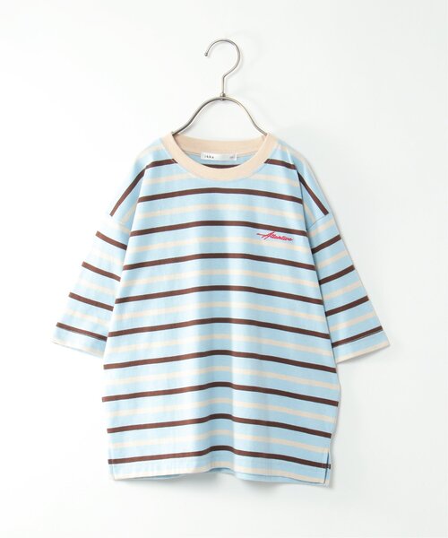 ikka(イッカ)の「6分袖ボーダーゆるTシャツ(120~160cm)(Tシャツ/カットソー・キッズ・チャコールグレー/スカイブルー・120/130/140/150/160)」の16枚目の写真