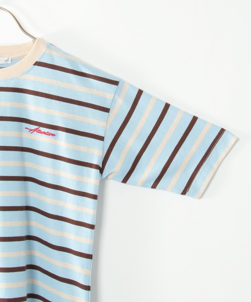 ikka(イッカ)の「6分袖ボーダーゆるTシャツ(120~160cm)(Tシャツ/カットソー・キッズ・チャコールグレー/スカイブルー・120/130/140/150/160)」の5枚目の写真