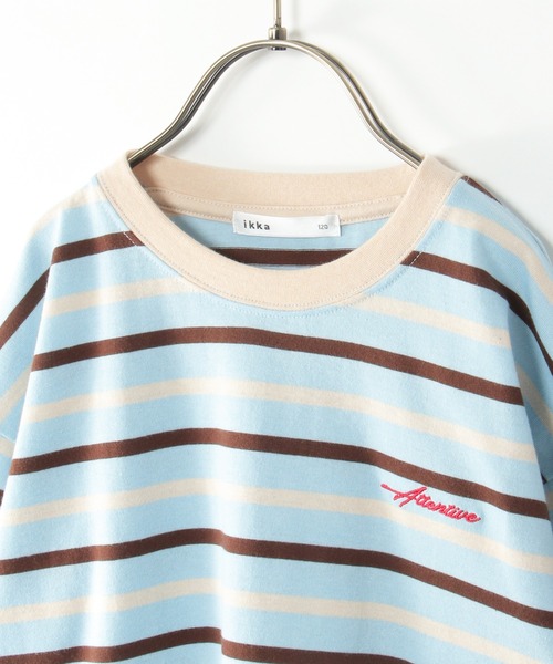ikka(イッカ)の「6分袖ボーダーゆるTシャツ(120~160cm)(Tシャツ/カットソー・キッズ・チャコールグレー/スカイブルー・120/130/140/150/160)」の8枚目の写真