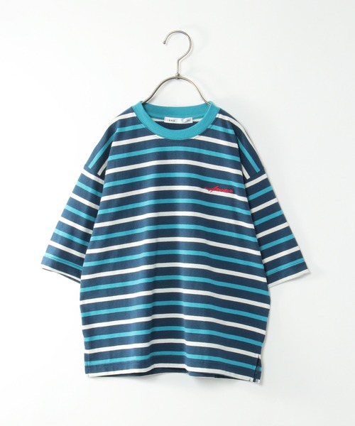 ikka(イッカ)の「6分袖ボーダーゆるTシャツ(120~160cm)(Tシャツ/カットソー・キッズ・チャコールグレー/スカイブルー・120/130/140/150/160)」の17枚目の写真