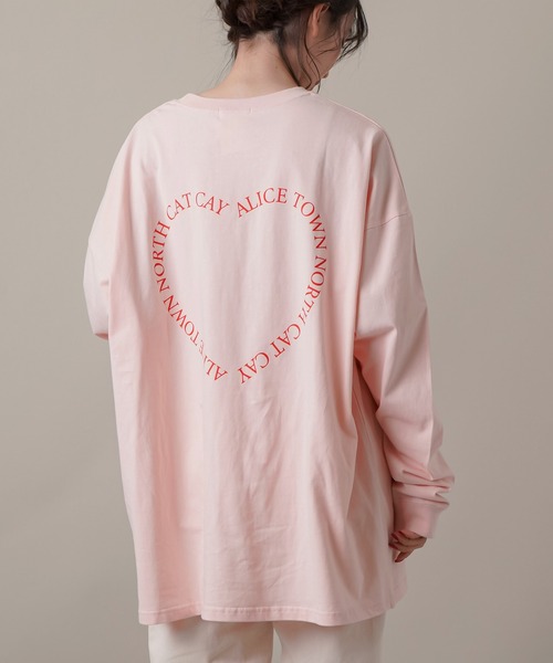 SPINNS（スピンズ）の「ハートバックプリント ロングスリーブTシャツ（Tシャツ/カットソー・レディース・オフホワイト/ブラック/オートミール/ピンク・ONESIZE）」の4枚目の写真