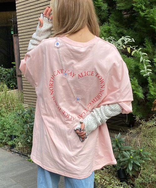 SPINNS（スピンズ）の「ハートバックプリント ロングスリーブTシャツ（Tシャツ/カットソー・レディース・オフホワイト/ブラック/オートミール/ピンク・ONESIZE）」の16枚目の写真