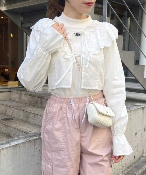 OLIVE des OLIVE(オリーブデオリーブ)の「2ウェイボレロブラウス(シャツ/ブラウス・レディース・ミント/オフホワイト/サックスブルー/ホワイト・FREE)」の2枚目の写真