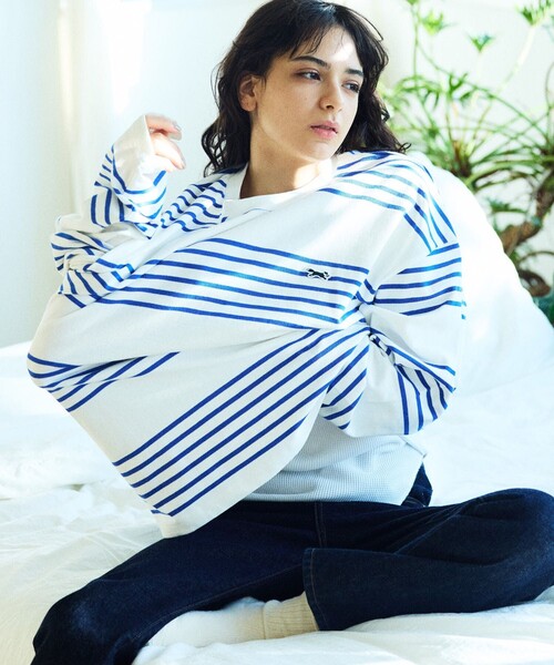 TOWNCRAFT(タウンクラフト)の「TOWN CRAFT/タウンクラフト 別注 5ラインボーダーロングスリーブTシャツ/ロンT(Tシャツ/カットソー・メンズ・ブラック/ブルー/チャコールグレー/イエロー・MEDIUM/LARGE)」の4枚目の写真