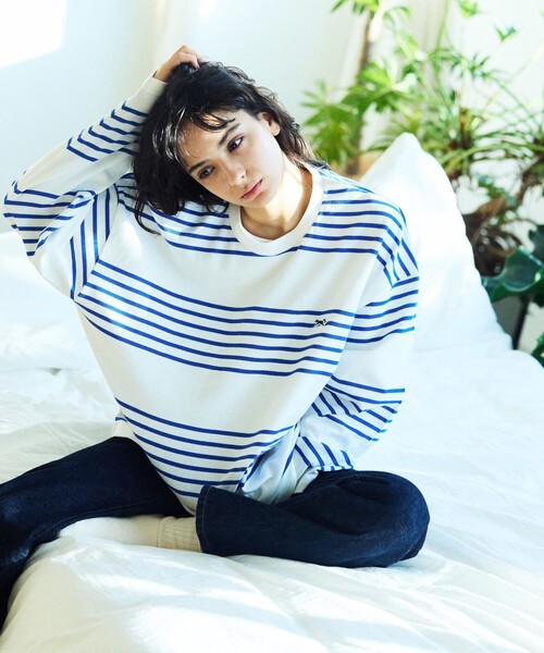 TOWNCRAFT(タウンクラフト)の「TOWN CRAFT/タウンクラフト 別注 5ラインボーダーロングスリーブTシャツ/ロンT(Tシャツ/カットソー・メンズ・ブラック/ブルー/チャコールグレー/イエロー・MEDIUM/LARGE)」の6枚目の写真