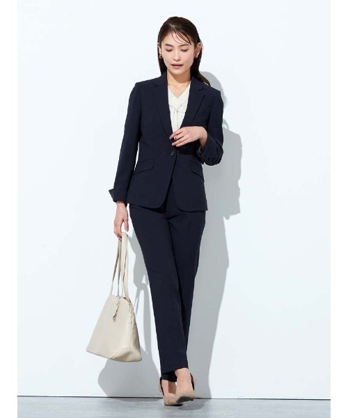 Perfect Suit FActory（パーフェクトスーツファクトリー）の「ミニチェックスーツ　テーパードパンツ　グレー/ネイビー（スーツパンツ・レディース・グレー/ネイビー・11号/13号）」の5枚目の写真