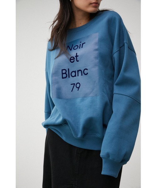 AZUL by moussy（アズールバイマウジー）の「FLOCKY PRINT PULLOVER/フロッキープリントプルオーバー（スウェット・レディース・アイボリー/ブラック/ダークブルー・FREE）」の3枚目の写真