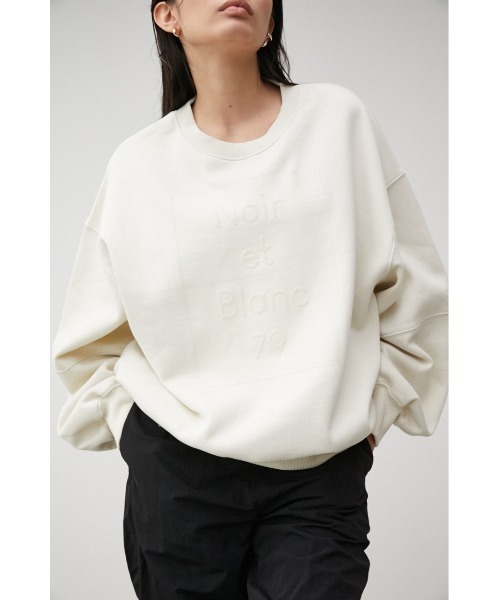 AZUL by moussy（アズールバイマウジー）の「FLOCKY PRINT PULLOVER/フロッキープリントプルオーバー（スウェット・レディース・アイボリー/ブラック/ダークブルー・FREE）」の2枚目の写真