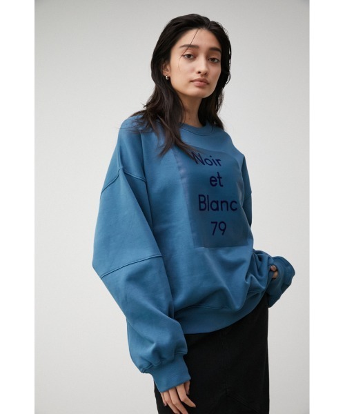 AZUL by moussy（アズールバイマウジー）の「FLOCKY PRINT PULLOVER/フロッキープリントプルオーバー（スウェット・レディース・アイボリー/ブラック/ダークブルー・FREE）」の7枚目の写真