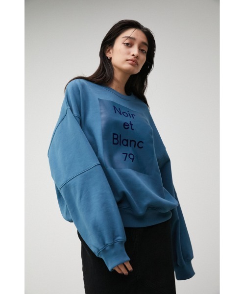 AZUL by moussy（アズールバイマウジー）の「FLOCKY PRINT PULLOVER/フロッキープリントプルオーバー（スウェット・レディース・アイボリー/ブラック/ダークブルー・FREE）」の6枚目の写真