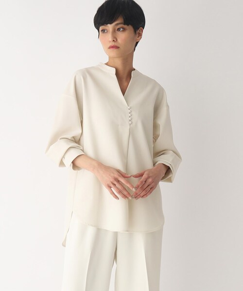 OPAQUE.CLIP(オペークドットクリップ)の「◆ツイルスキッパーブラウス(シャツ/ブラウス・レディース・ライトベージュ/ブラック/ホワイト系・42/36/40/38)」の2枚目の写真