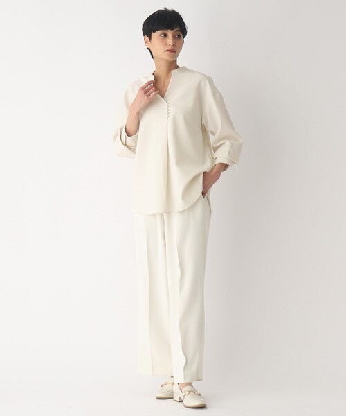 OPAQUE.CLIP(オペークドットクリップ)の「◆ツイルスキッパーブラウス(シャツ/ブラウス・レディース・ライトベージュ/ブラック/ホワイト系・42/36/40/38)」の10枚目の写真