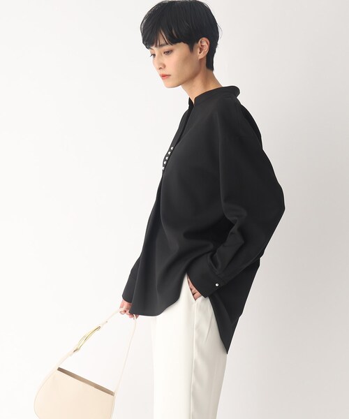 OPAQUE.CLIP(オペークドットクリップ)の「◆ツイルスキッパーブラウス(シャツ/ブラウス・レディース・ライトベージュ/ブラック/ホワイト系・42/36/40/38)」の14枚目の写真