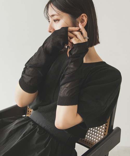 rectangle(レクタングル)の「シアーアームカバー(アームカバー・レディース・ブルー/アイボリー/ブラック・FREE)」の2枚目の写真