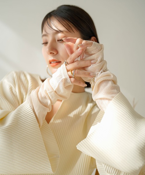 rectangle(レクタングル)の「シアーアームカバー(アームカバー・レディース・ブルー/アイボリー/ブラック・FREE)」の15枚目の写真