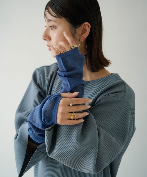 rectangle(レクタングル)の「シアーアームカバー(アームカバー・レディース・ブルー/アイボリー/ブラック・FREE)」の8枚目の写真