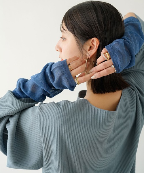 rectangle(レクタングル)の「シアーアームカバー(アームカバー・レディース・ブルー/アイボリー/ブラック・FREE)」の18枚目の写真