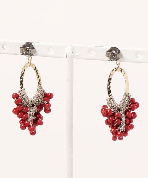 tone(トーン)の「【Hi-na】つぶつぶビーズクロッシェ(ビーズ編み) ピアス(MA)(ピアス(両耳用)・レディース・レッド/その他/クリア/ブラック・FREE)」の15枚目の写真