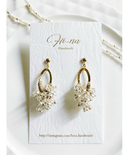 No.283 ドロップビーズとラインストーンのピアス ハンドメイド No.283 ドロップビーズとラインストーンのピアス ハンドメイド