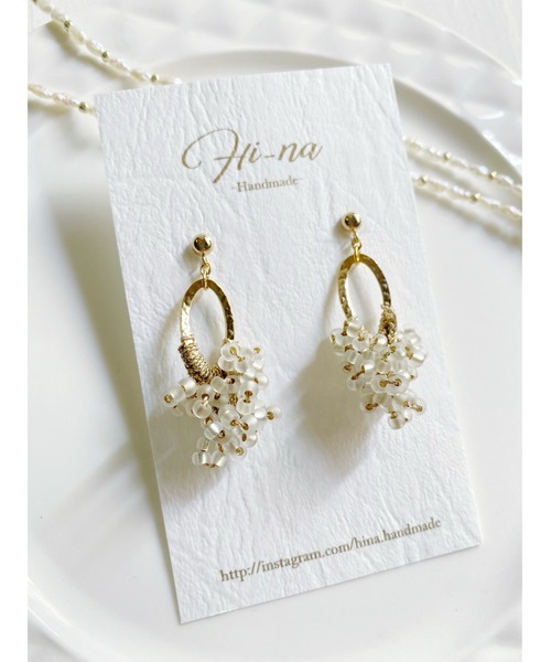tone(トーン)の「【Hi-na】つぶつぶビーズクロッシェ(ビーズ編み) ピアス(MA)(ピアス(両耳用)・レディース・レッド/その他/クリア/ブラック・FREE)」の8枚目の写真